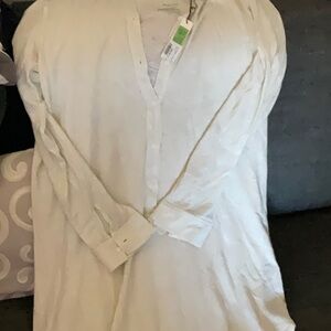 NWT MAJESTIC FILATURES shimmer ivory shirt dress / beach cover up